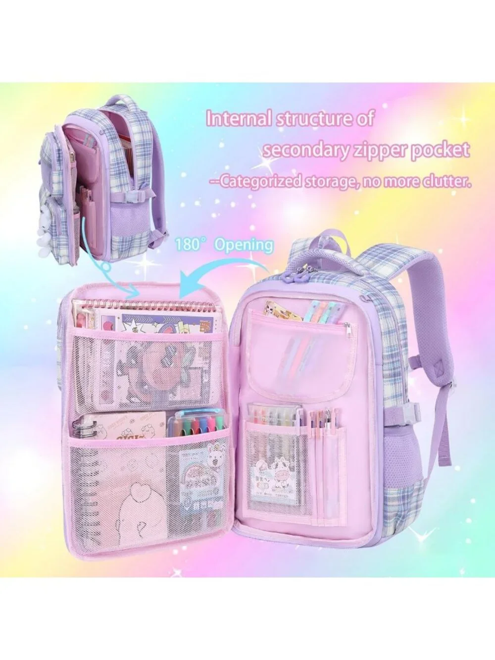Kawaii Girls School Backpack Set for Kids - Cute Elementary Backpack & Supplies